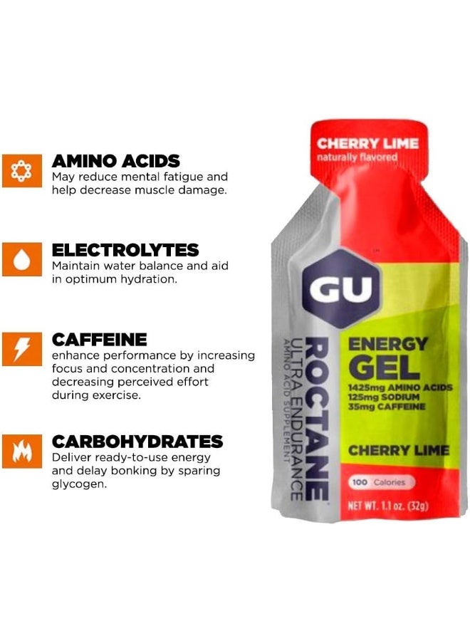 Gu Energy Roctane Ultra Endurance Energy Gel, 24-Count (Cherry Lime, 24-Count) - Image 2